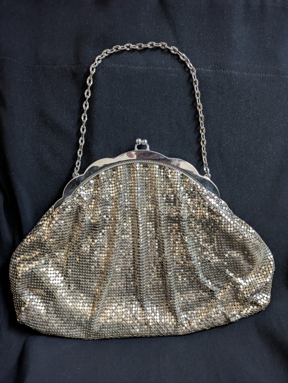 Elegant Metallic Mesh Evening Handbag - Vintage